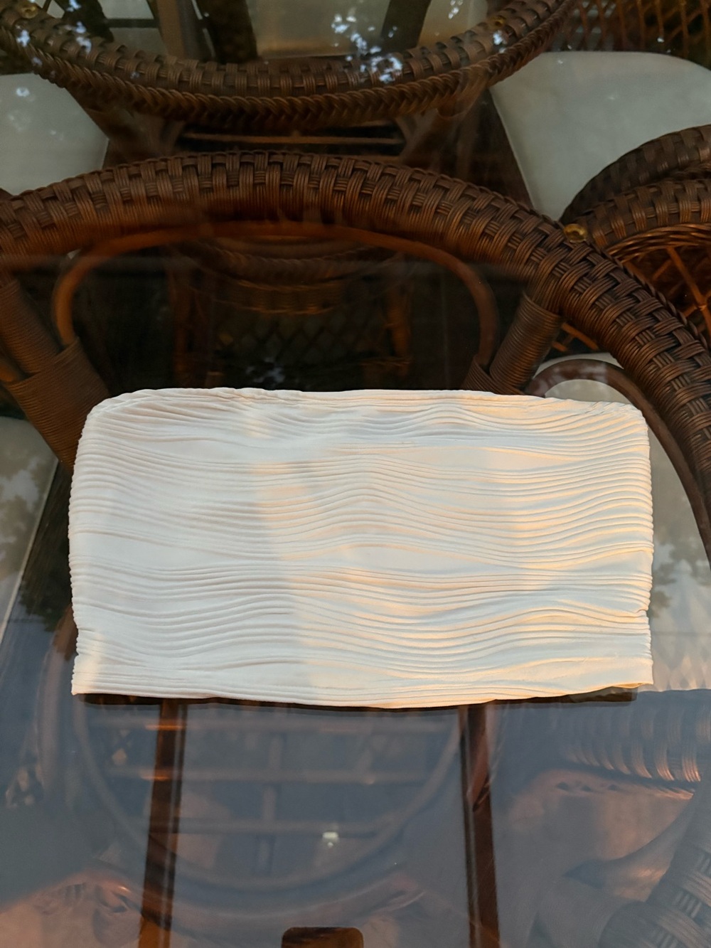 Women's White Textured Bandeau Top